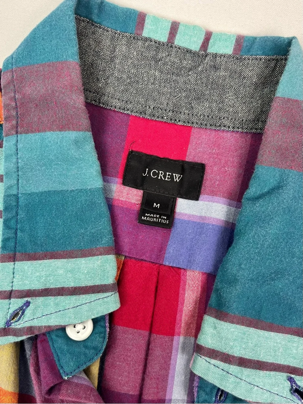 J.Crew Madras Plaid Short-Sleeve Button-Down Shirt Preppy Academia Ivy League